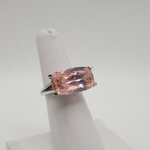 Heidi K Diva Collection Sterling Silver Pink Quartz Band Ring Size 7